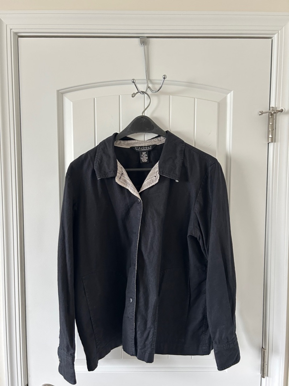 Dialogue Black Button-Up Casual 2-Piece Set with Contrast Trim